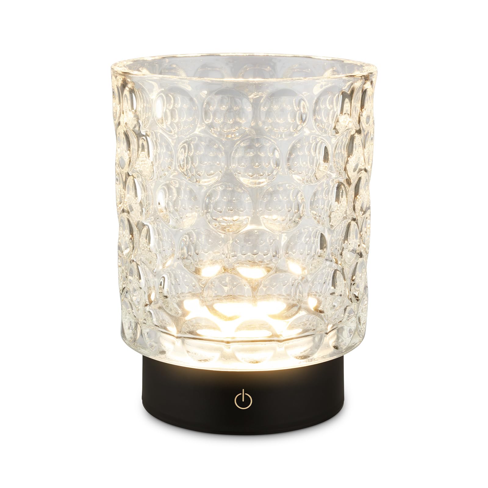BRILONER - LED Table lamp Cordless IP44 with Glass Body, Touch dimmable in Steps, Rechargeable Battery & Light Source Interchangeable, Bedside lamp, Decorative lamp, Rechargeable Table lamp, 15x11cm