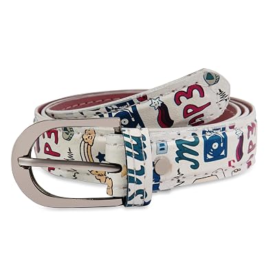 trysco Kids Faux Leather Belt For Jeans,Dresses, 22''-26'' (8-12 Years) (Pack Of 1) White - Unisex)