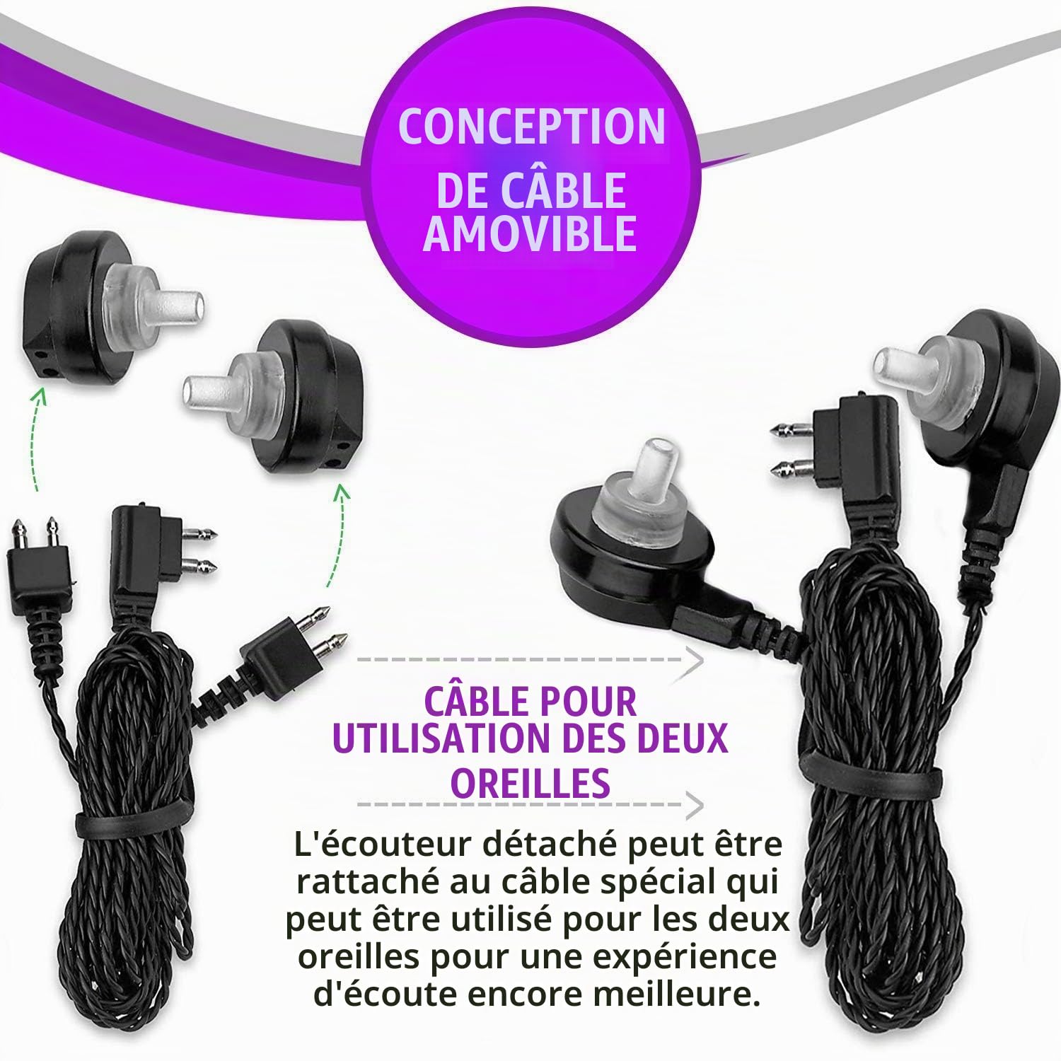 Amplificateur de son - Amplificateur de voix pour son de poche avec micro/oreille DUO PLUS casque supplémentaire et ensemble de microphones, amplificateur de son personnel par MEDca