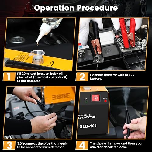 Miniatura 2 de Detector de fugas de máquina de humo automotriz, probador de diagnóstico de humo al vacío de 12 V CC, detector de fugas de combustible para sistema