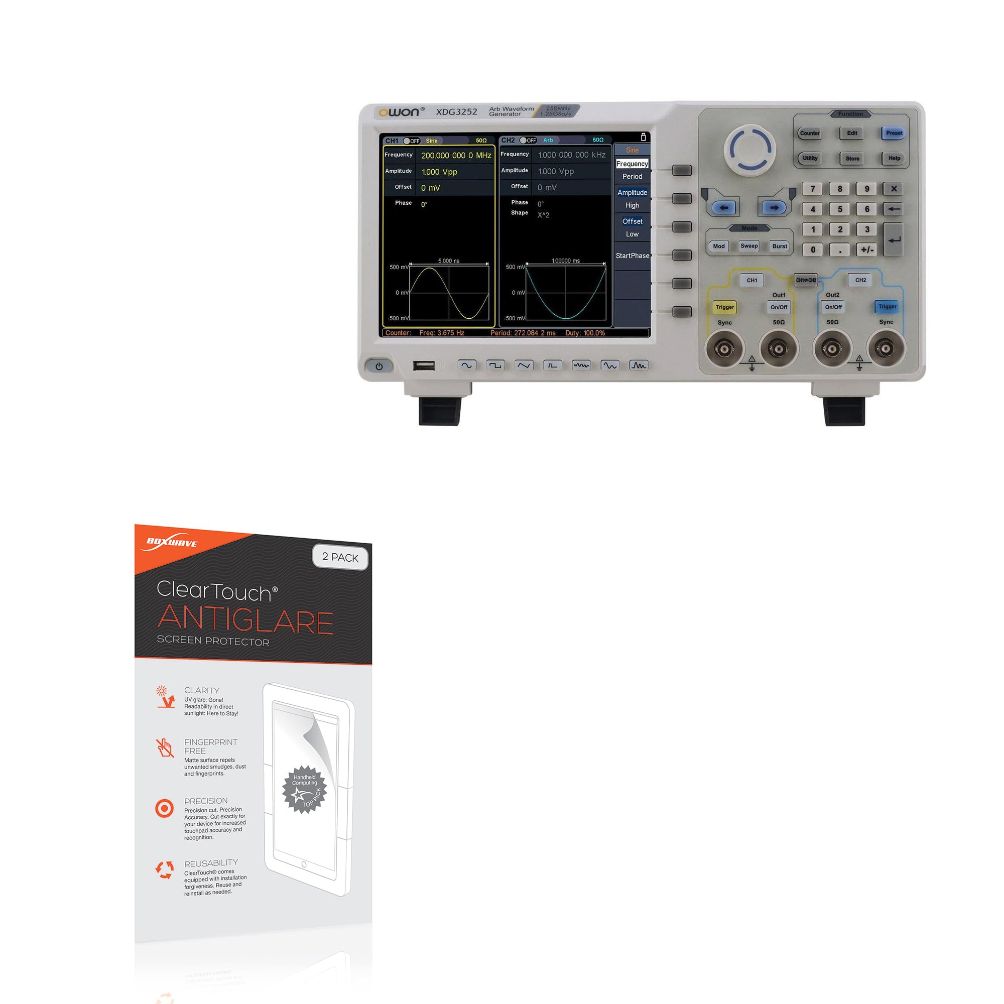 BoxWave Screen Protector Compatible with Owon XDG3252 - ClearTouch Anti-Glare (2-Pack), Anti-Fingerprint Matte Film Skin