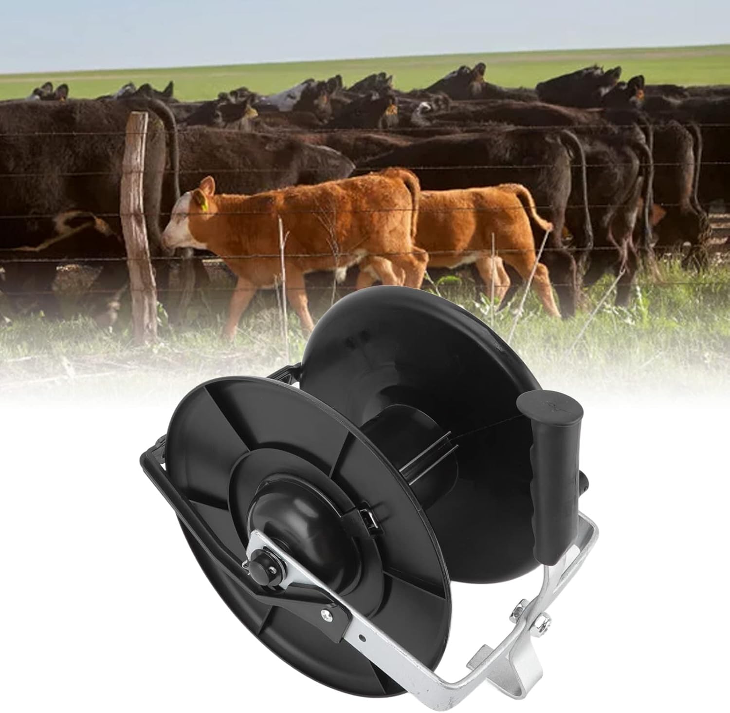 3:1 Geared Electric Fence Reel,Manual High-Strength Electric Fence Wire Reel for Livestock–Durable ABS Farm Fencing Equipment with Crank Handle,Perfect for Retracting Energized Rope or Tape (MLD-005)