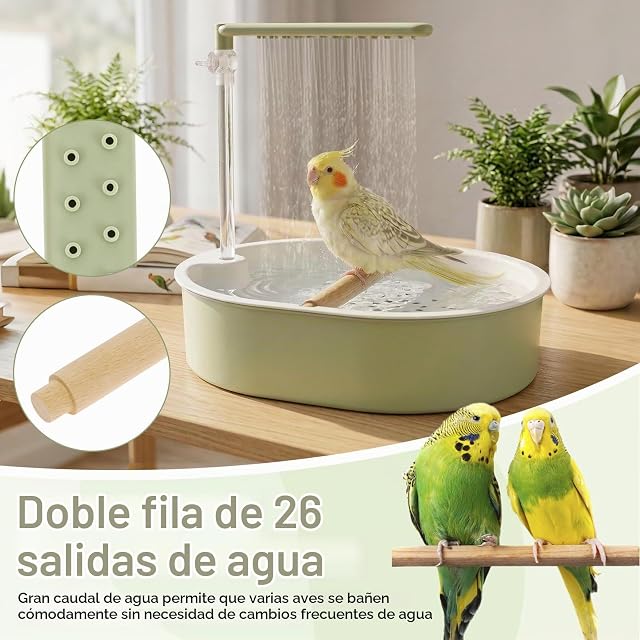 Foto 4 de 8 de VAVPUP Ducha para pájaros, periquitos, bañera automática con flujo de agua ajustable, lazo de corriente USB