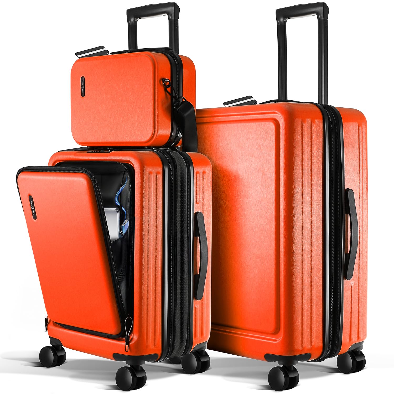 TRAVELARIM 3 Piece Luggage Sets, 20 Inch Carry On Luggage, 24 Inch Suitcase | Expandable, Durable Hard-Shell, Scratch-Resistant, 360° Spinner Wheels, TSA Lock, Laptop Compartment, Cosmetic Case, Orange