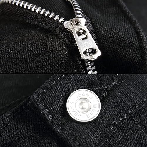Miniatura 5 de Ginsiom Pantalones de mezclilla de motociclista para hombre, pierna recta, ajustados, desgastados, elásticos, para motocicleta