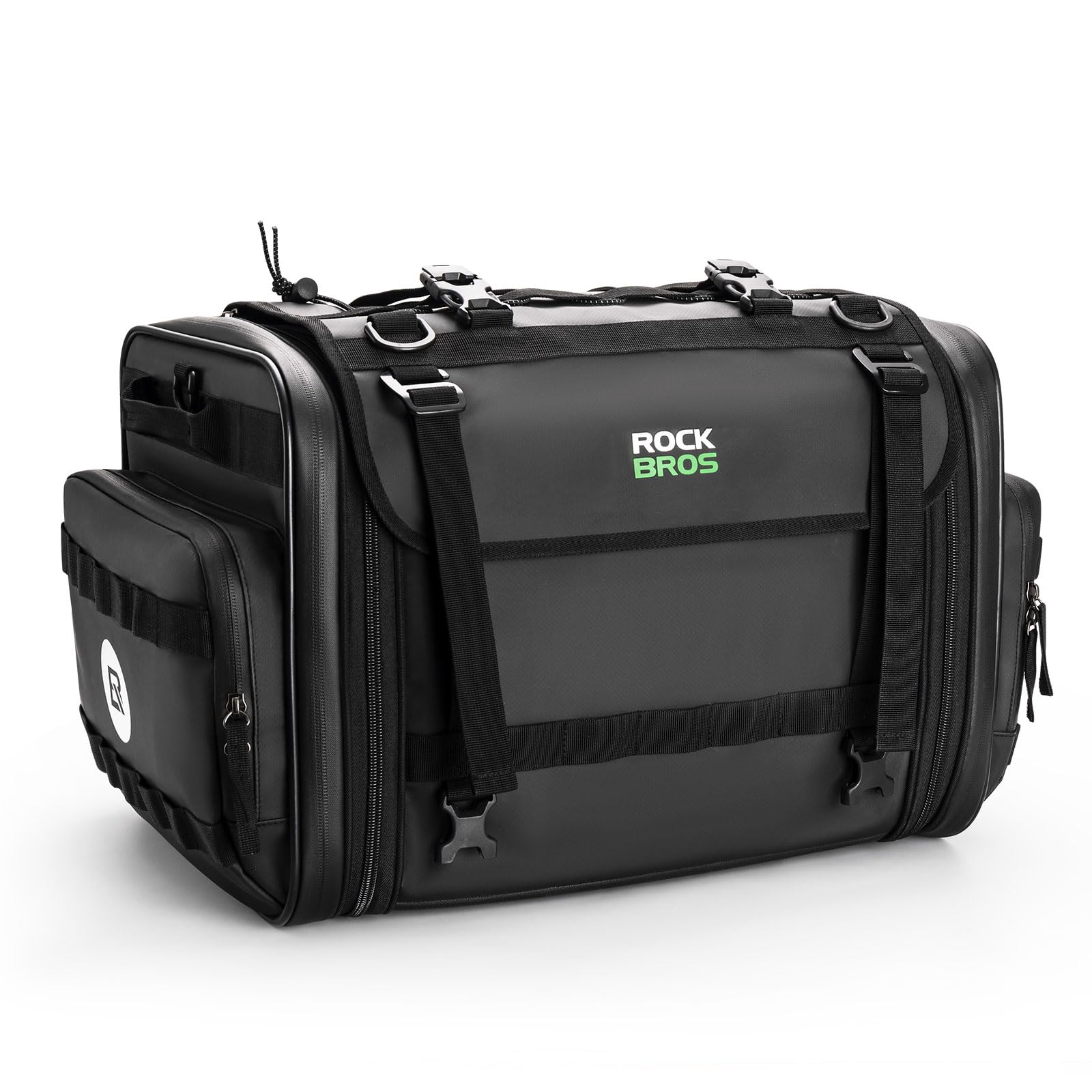 ROCKBROS Borsa Moto Posteriore, Borsa da Sella Moto Impermeabile, Grande Capacità Espandibile 43-50L, Bauletto Moto con Copertura Antipioggia in Regalo, Accessori da Moto e da Scooter