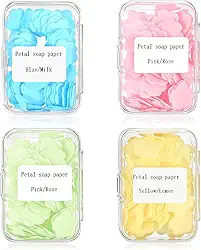 Folhas de sabão portáteis 400 folhas – Lavagem à mão perfumada compostável para viagens ao ar livre/acampamento/caminhadas, mini sabonete solúvel descartável (mistos aromas, pacote de