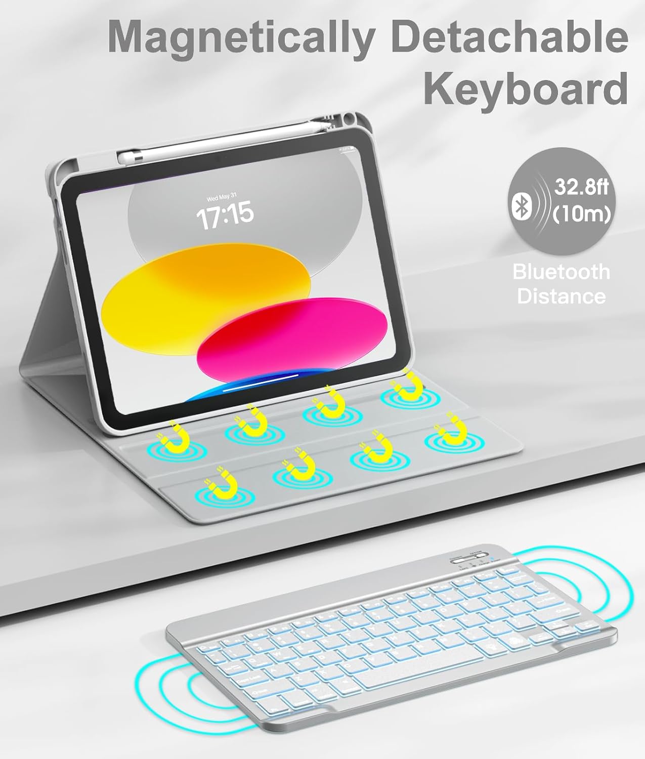 Hamile for iPad A16 11th 10th Generation Case with Keyboard - Wireless image 4