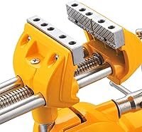 Vista 8 de MAXMAN Tornillo de banco de 3 pulgadas, abrazadera de banco resistente para el hogar con base giratoria de 360°, tornillo de mesa de acero fundido