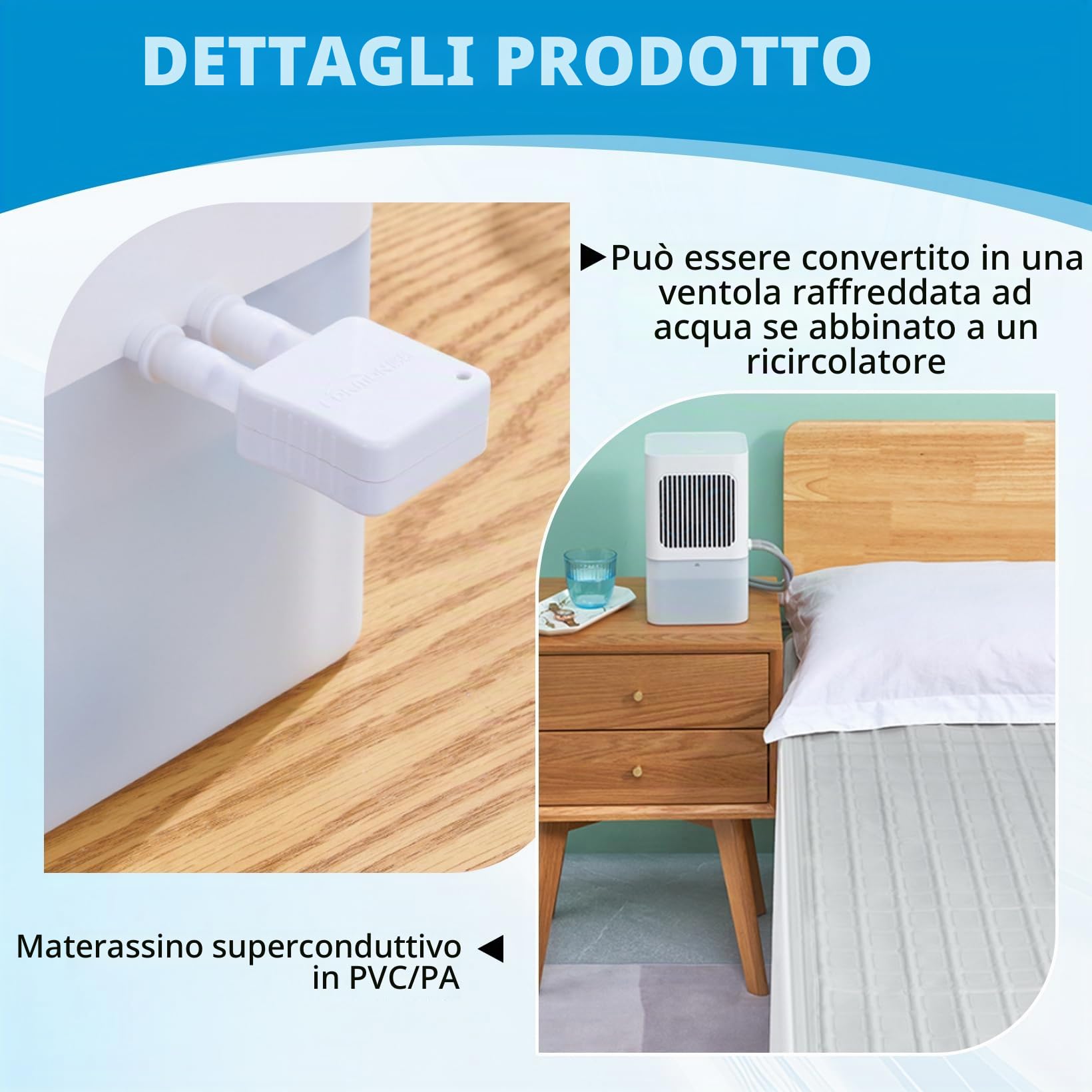 Materasso raffreddato ad acqua, 2000 giri/min, materasso con raffreddamento ad acqua e telecomando a infrarossi, 3 velocità tappetino rinfrescante per letto per camera da letto (1,6 x 0,7 m)