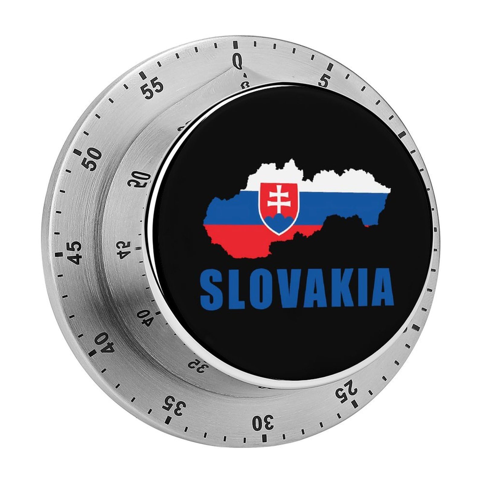 Slovakia Flag Map Mechanical Timer with Alarm for Kitchen Cooking Productivity Stainless Steel Timers