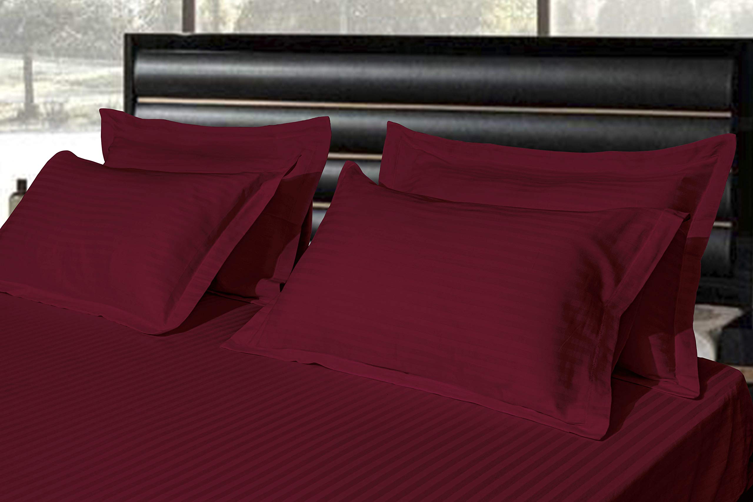Enchant Home Pure Cotton Pillow Covers 300 Thread Count with Satin Stripe 17" X 27" Inches - Pack of 4 (Maroon) (B08X6RY58K) Amazon Price History, Amazon Price Tracker