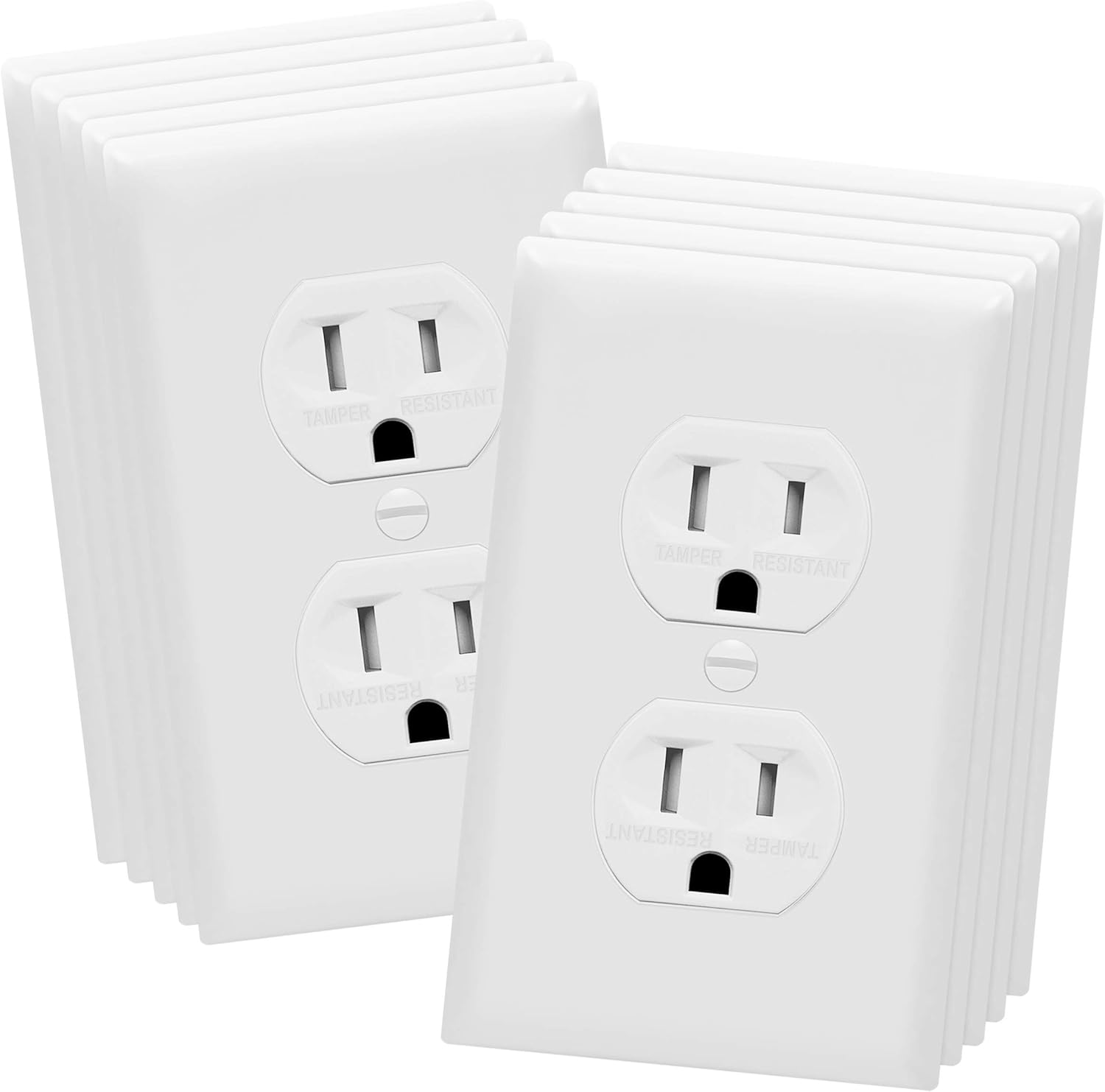 Enerlites Duplex Receptacle Outlets and Wall Plates Bundle, Tamper-Resistant Electrical Receptacle, 15A 125V, Self-Grounding, 2-Pole, UL Listed, 61580-TR-WWP-10PCS, White (10 Pack) : Everything Else