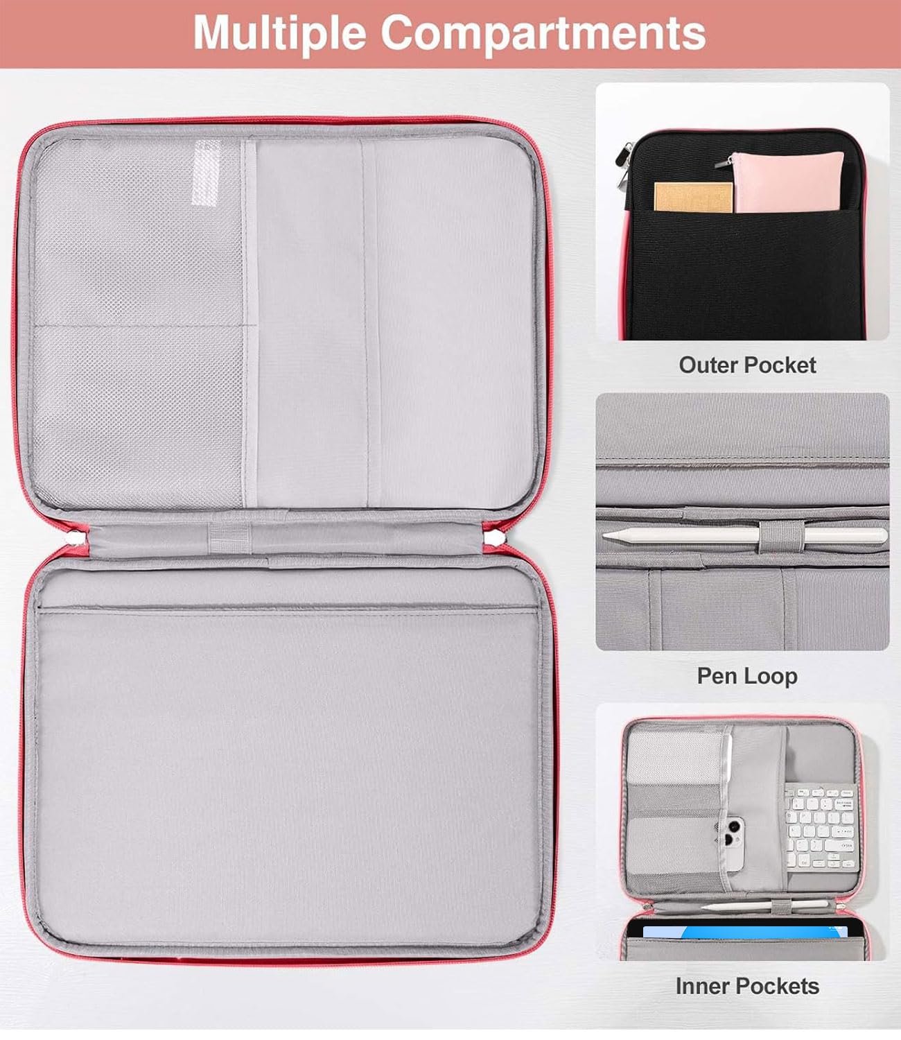 Dadanism 9-11" Borsa da Trasporto per Tablet con Maniglia per iPad (A16) 11", iPad Air M4 M3/Pro M5 M4 11", iPad 10a Gen/Air 5 10,9", iPad 9/8/7a Gen 10,2", Galaxy Tab A11+ 11", Tab M11 11", Nero