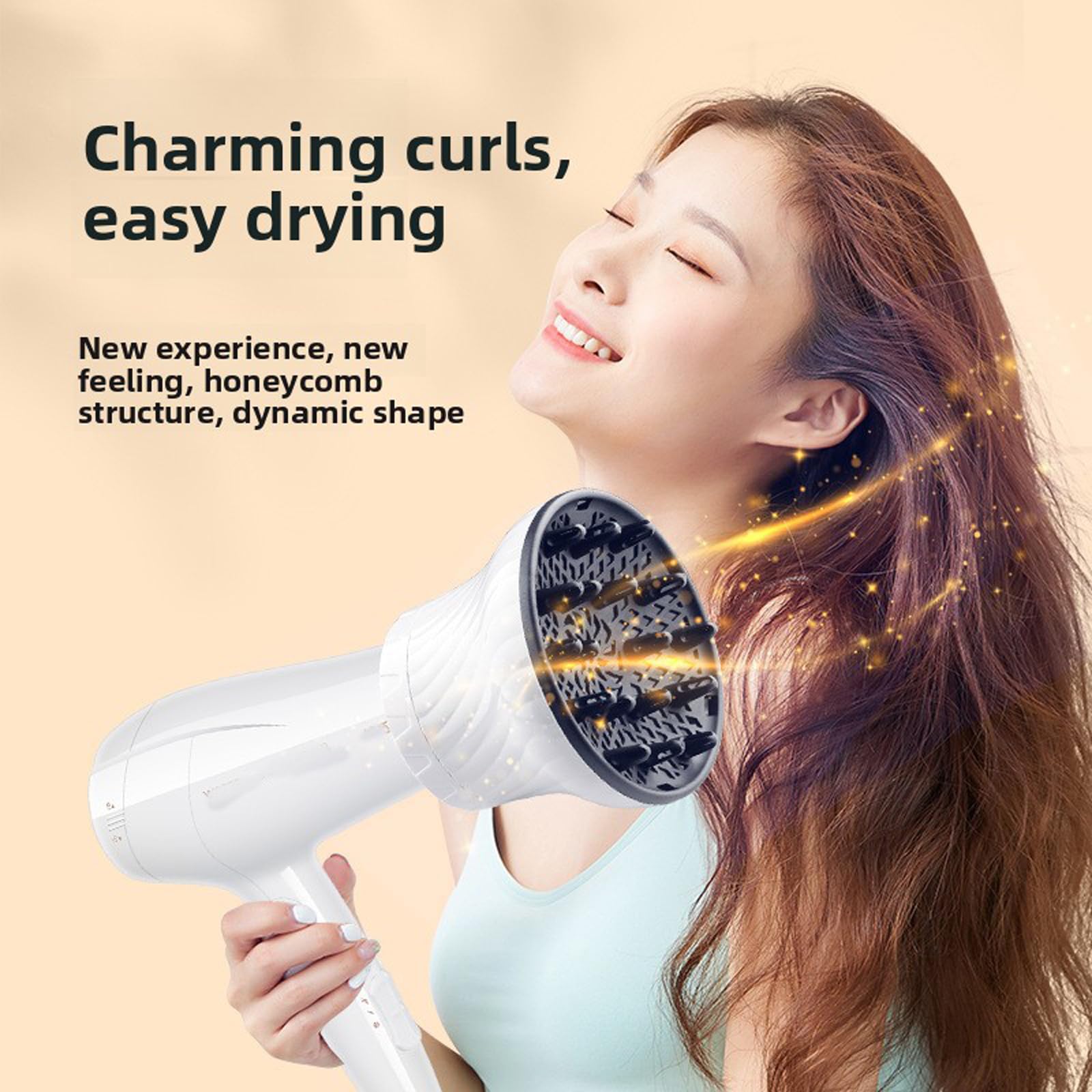 Universal-Haardiffusor-Aufsatz für Haartrockner, verstellbare Föhndüse für lockiges und gewelltes Haar (3,5 bis 8,9 cm), schnell trocknendes Reise-Styling-Werkzeug, Weiß