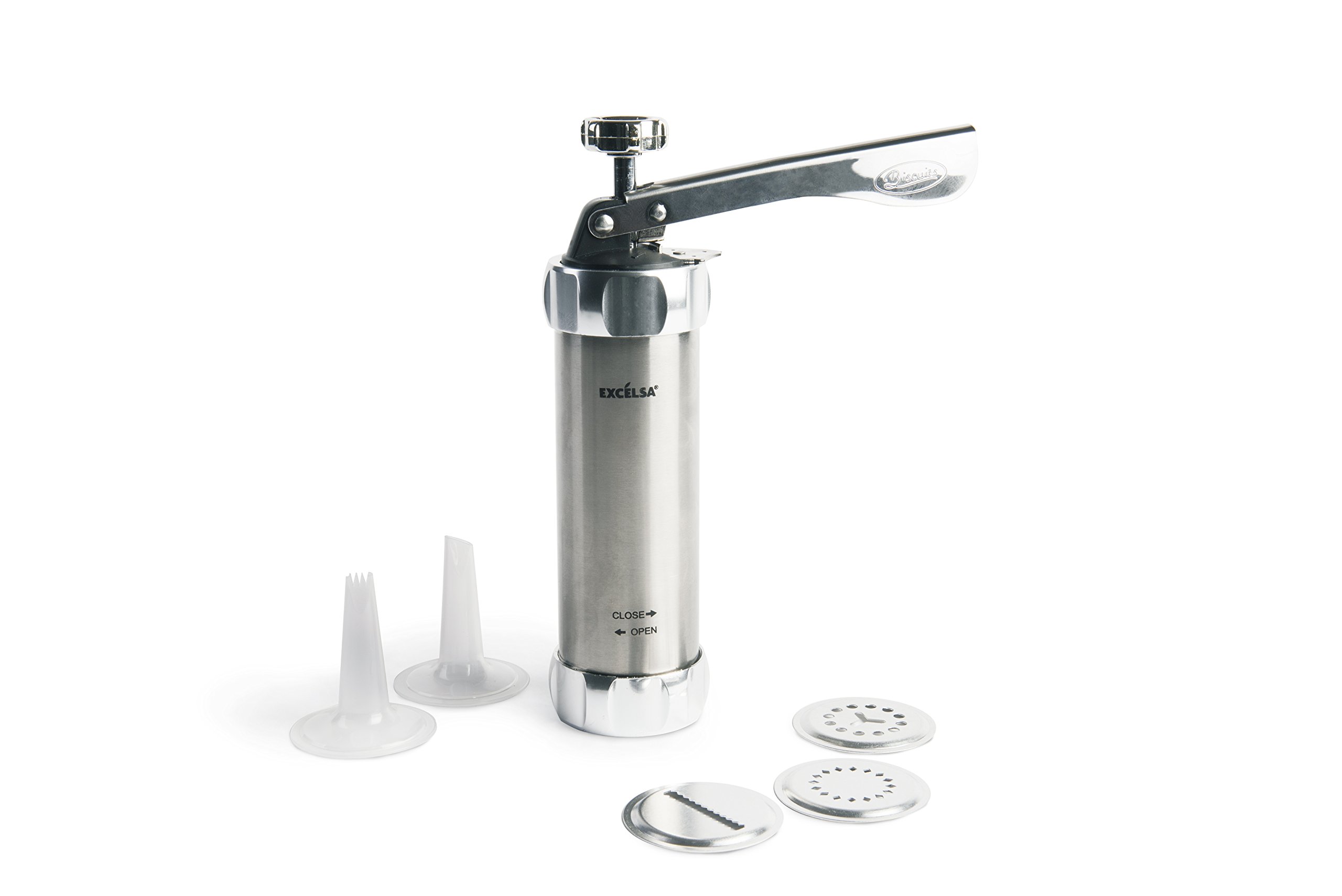 Machine pour biscuits Excelsa en acier inoxydable robuste et élégant coloris argent