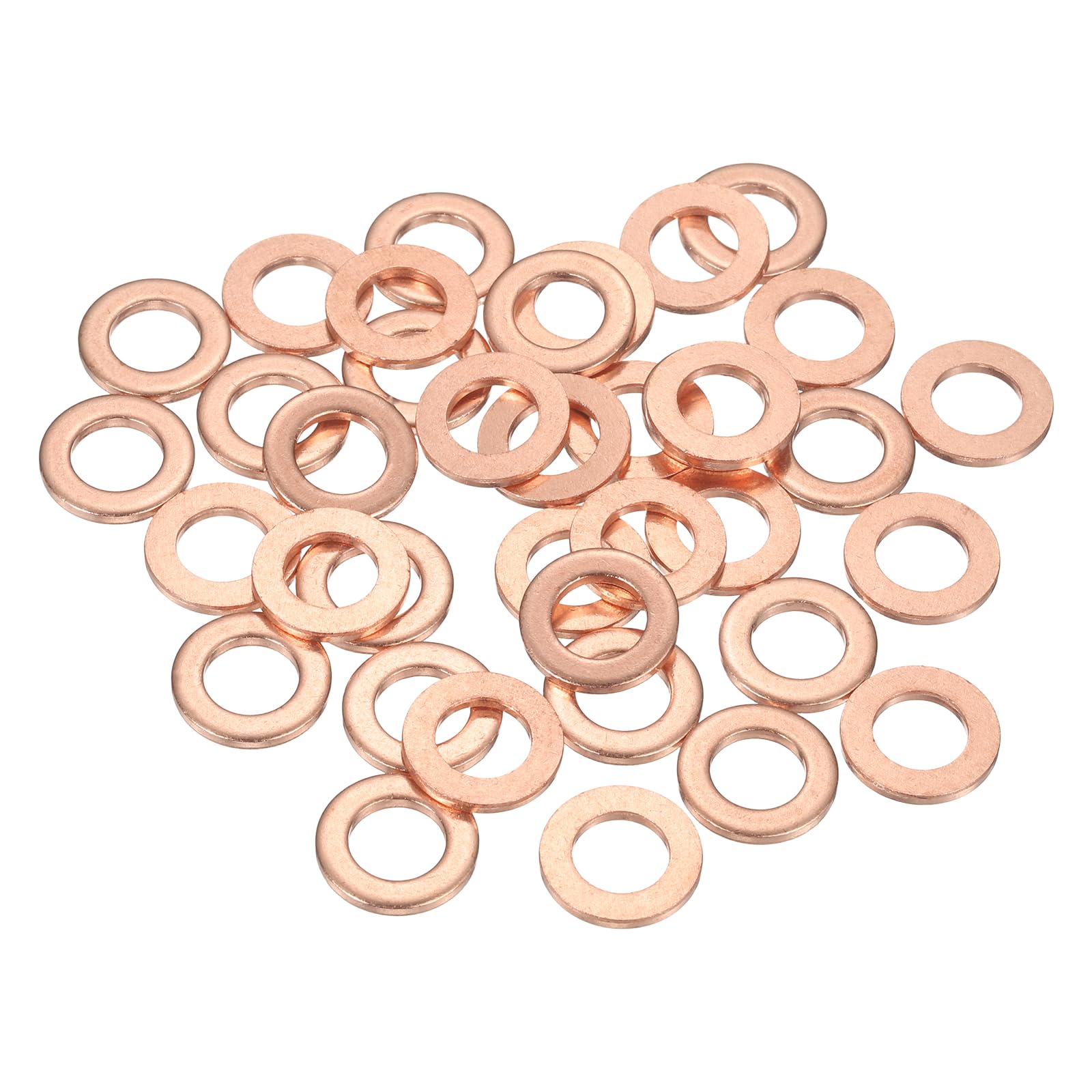 sourcing map 52 Pcs Flat Copper Washers, 10x18x2mm Copper Upgraded Flat Metric Sealing Crush Ring Washers for Hydraulic Fittings Screw Bolt Nut Electronic Repair