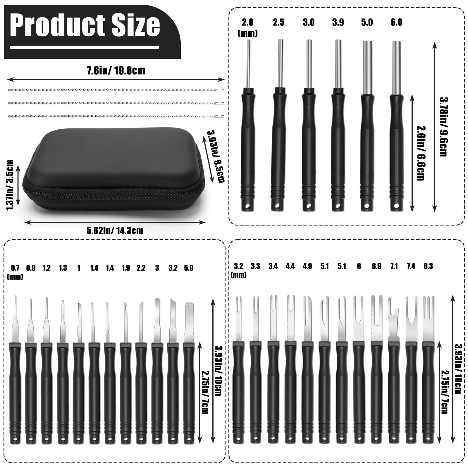 Anglekai 30+4P Terminal Pin Removal Tool Kit, Electrical Connector Depinning Tool Terminal Pin Extractor Kit Wire Release Tool for Car Household Devices (Black)