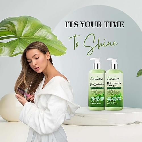 Miniatura 7 de Juego de champú y acondicionador de romero para el crecimiento del cabello, biotina y aceite de árbol de té, fórmula espesante y fortalecedora para