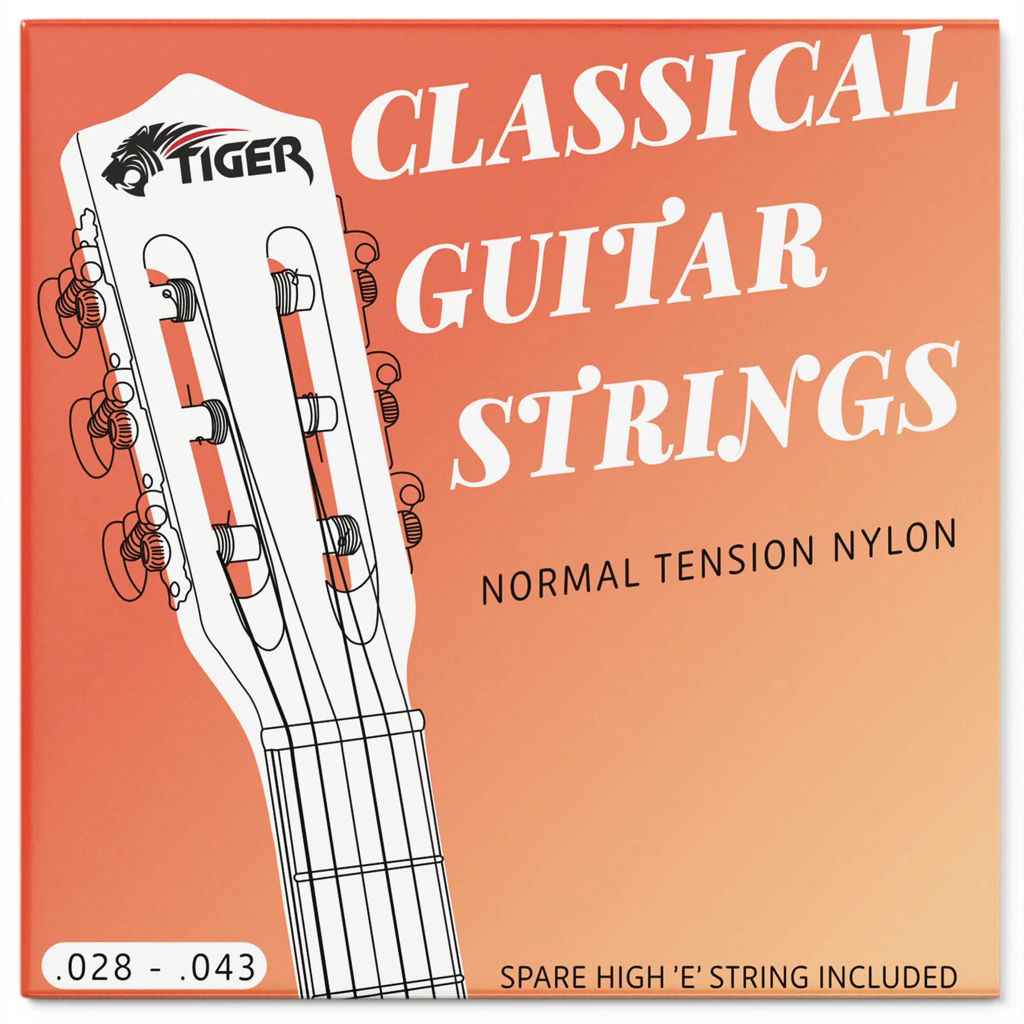 TIGER Jeu de cordes pour guitare classique – Tension normale Cordes en nylon – antirouille
