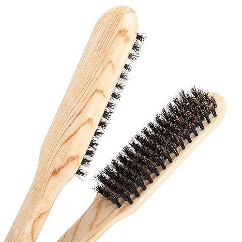 Miniatura 9 de Cepillo de pelo de cerdas de jabalí, cepillo de doble cara para alisar el cabello, peine alisador antiestático de madera, cepillo desenredante de