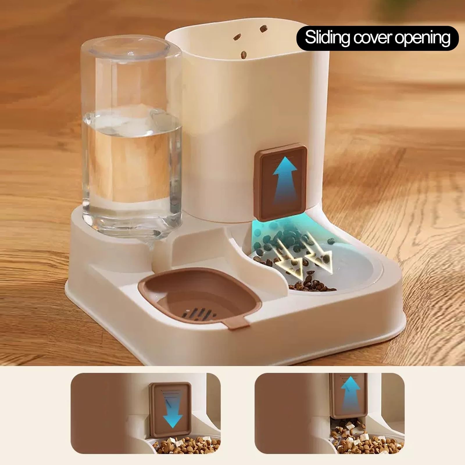 Futterautomat Katze 2,3 L, Katzenfutter Automat mit Keramiknapf, Automatischer Futterspender Katze 2 in 1, Geeignet für Kleine und Mittelgroße Hunde, Welpen und Kätzchen(Blue)