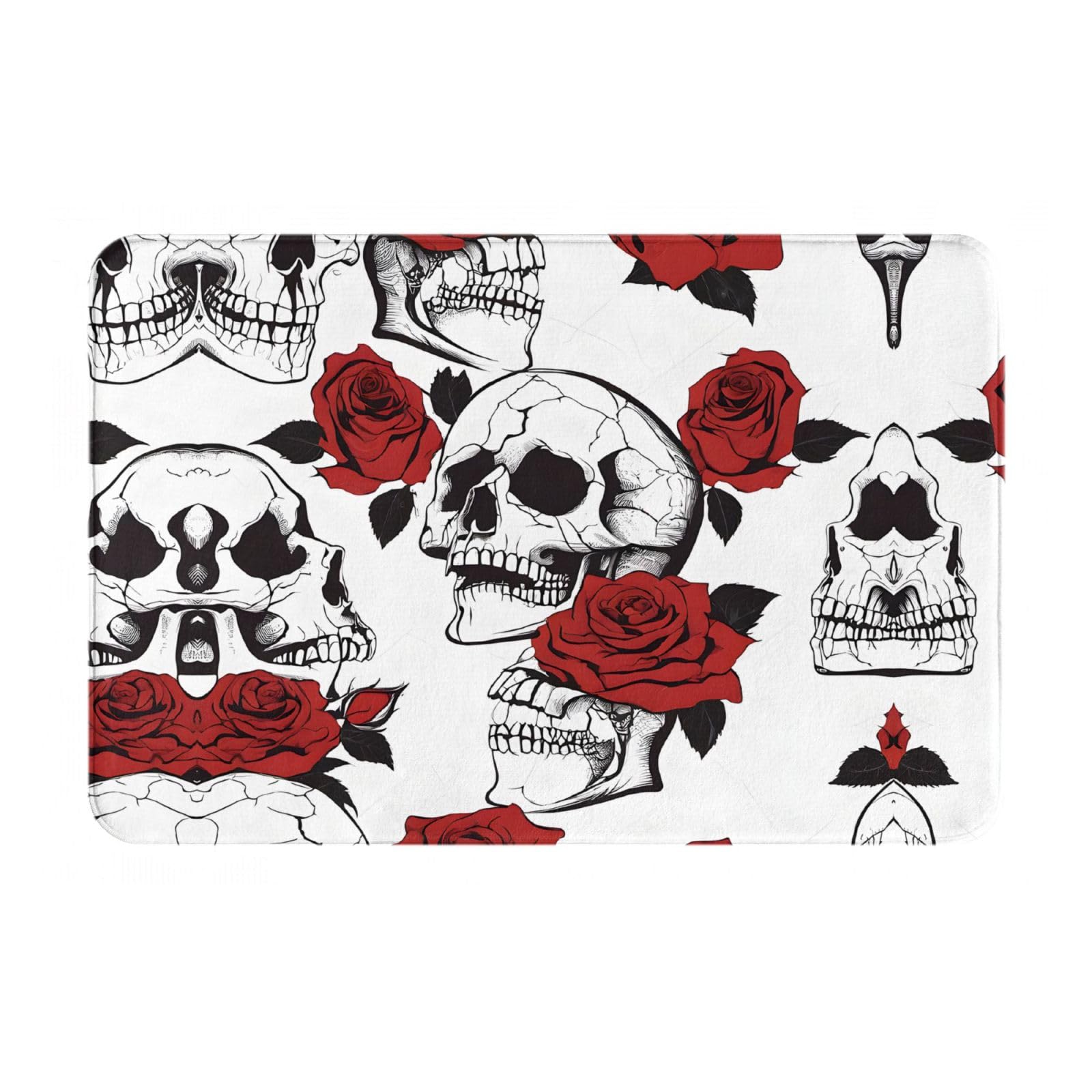 KDUBNJDS (Floral Skull) Door Mat 23.6x15.7inch Welcome Mat,Front Door Mat,Outdoor Mats,Indoor Door Mat,Entryway Rugs Indoor,Floor Mats,Patio Rug,Bar Mat