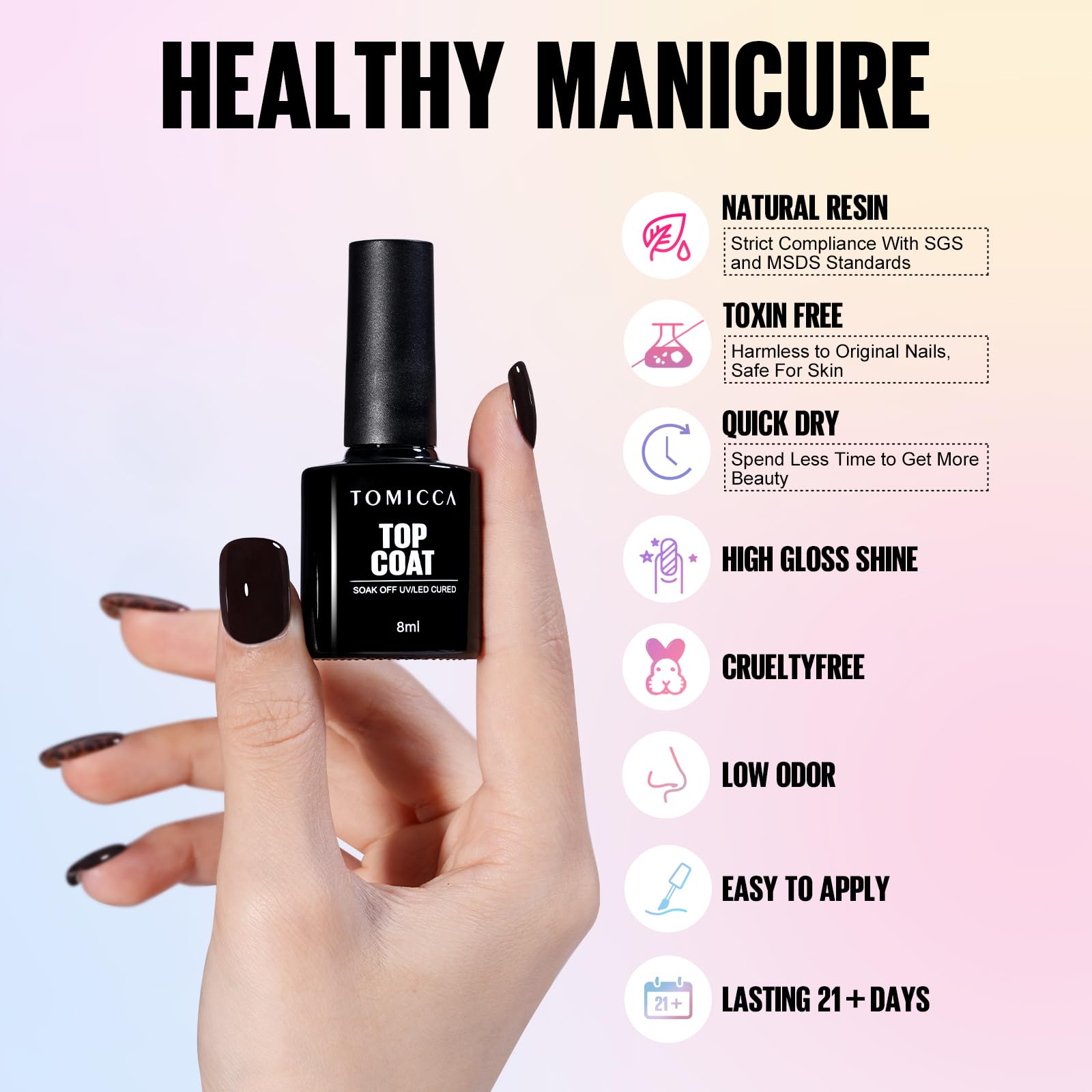 TOMICCA 40PCS UV Nagellack Set, 36 Farben Rot Braun Schwarz Blau Herbst & Winter Farben Gel Nagellack & 4PCS Base Top Coat Set mit Blooming Gel & Rund Nagel Display, für Nagelstudio & DIY Home