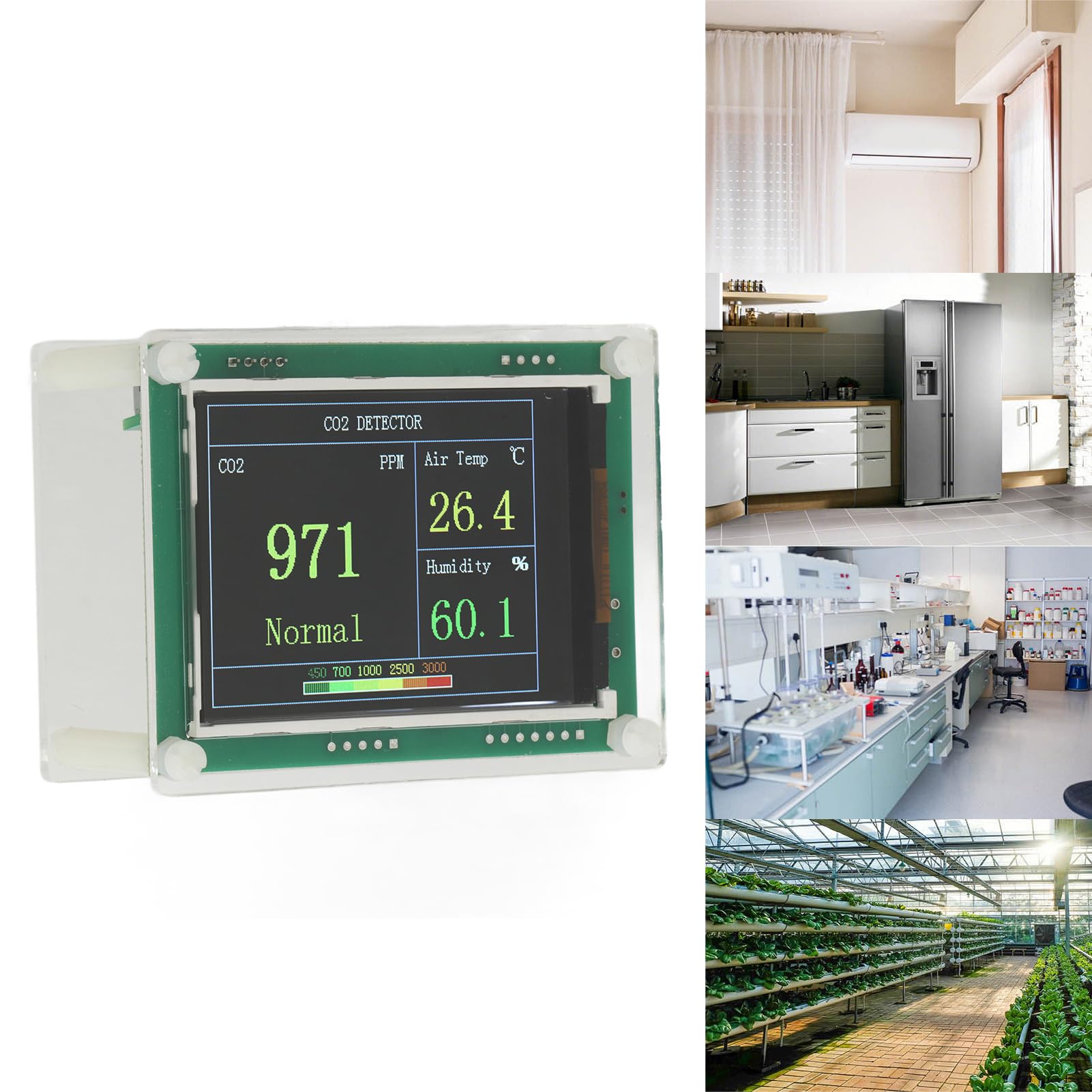 Monitor de Calidad del Aire Detector Preciso de Calidad del Aire Detector Digital de CO2 Monitor de Dióxido de Carbono Probador Analizador de Aire para el Hogar y la Oficina