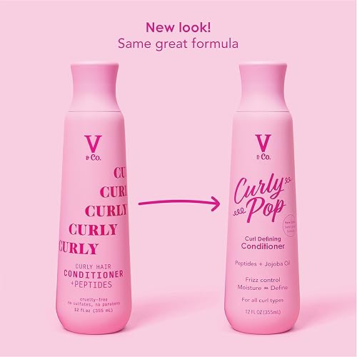 Miniatura 3 de V&Co. Beauty Curly Pop - Acondicionador definidor de rizos, sin sulfatos y sin parabenos, cuidado hidratante del cabello con péptidos, aminoácidos y