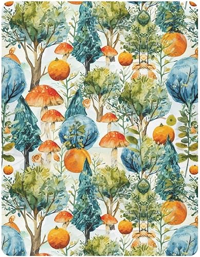 Miniatura 2 de Kigai Fitted Crib Sheet for Boys Girls,Mushroom Tree Jersey Knit Baby Sheet for Standard Crib and Toddler Bed Mattresses, Cozy Soft Breathable, 28 x