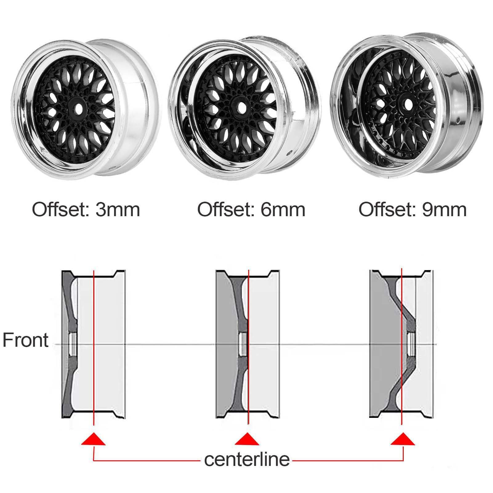 KEEDA RC Car 64 mm Rubber Tyres & 52 mm/2.05 Inch Plastic Rims Wheels for 1/10 RC On Road Touring Racing Drift Car (Offset Depth 3 mm - Image 4