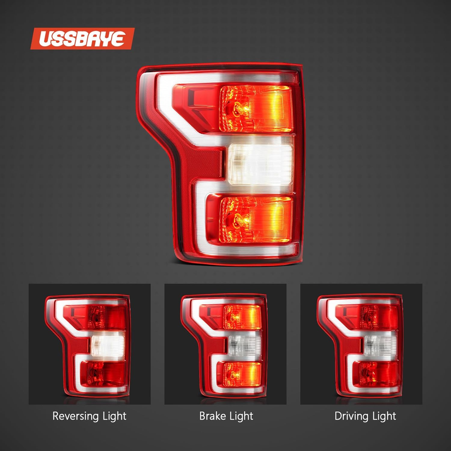 Tail Lights Compatible with 2018-2020 Ford F150 STX/XL/XLT Rear Taillight Assembly Included Bulbs and Harness OE:FO2800265 JL3Z13405H FO2801265 JL3Z13404H（ Halogen & Driver and Passenger Side ）