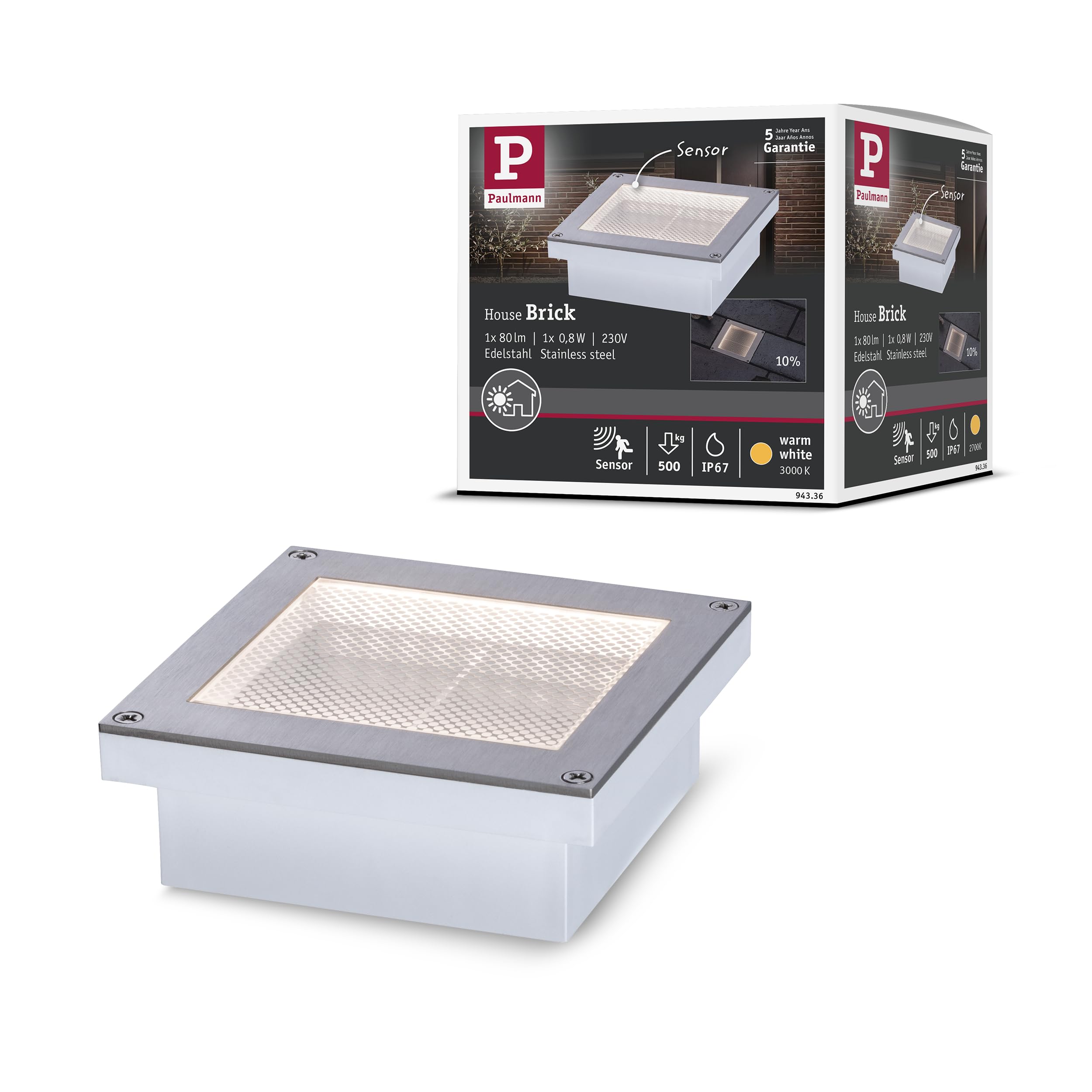 Paulmann Outdoor 230V BodenEBL Brick IP68 mit Bewe