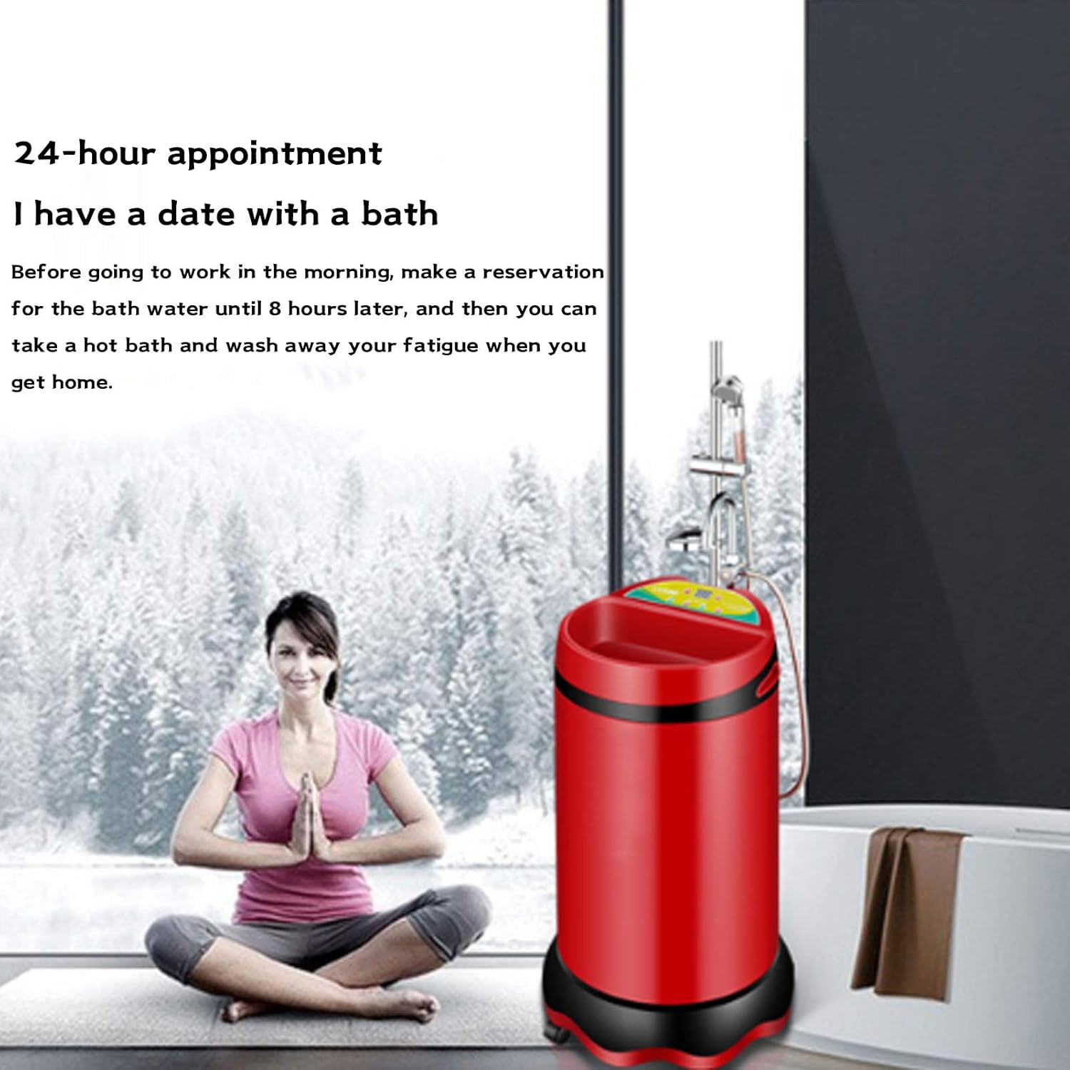 Home Small Smart Shower Stainless Steel Liner 24-Hour Appointment Function Smart Control Panel 360° Universal Wheel for Home and Outdoor Use