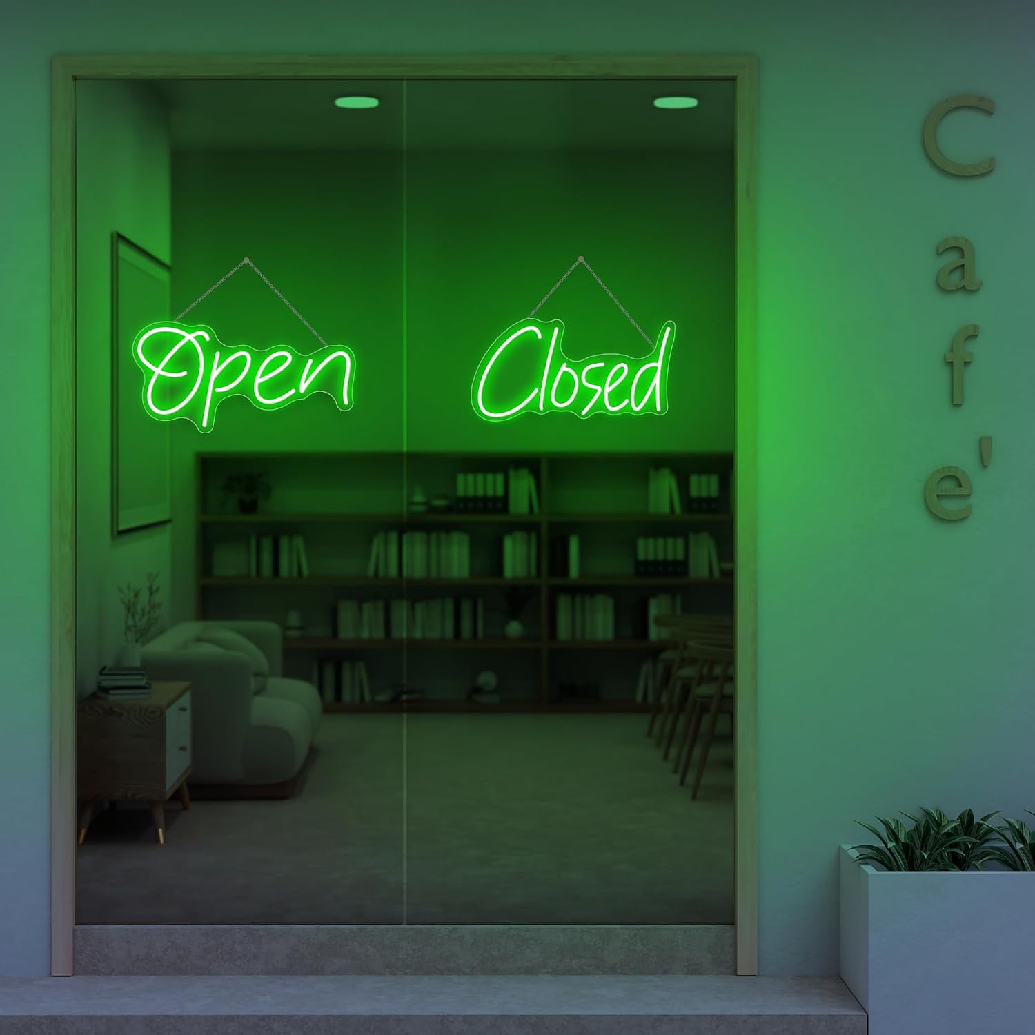 2 Pack Open Signs And Closed Sign Neon Open Sign for Business, Coffee Shop, Restaurant, Storefront Window Display (16.5x8" Green)