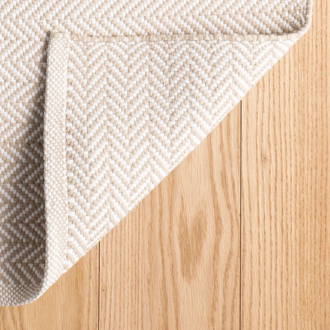 Dash and Albert Herringbone Indoor/Outdoor Area Rug - 2.5' x 12' Runner Linen & White Geometric Handwoven Washable Accent Rug Durable, Fade Resistant - Premium Luxury Hotel Quality Soft Breathable