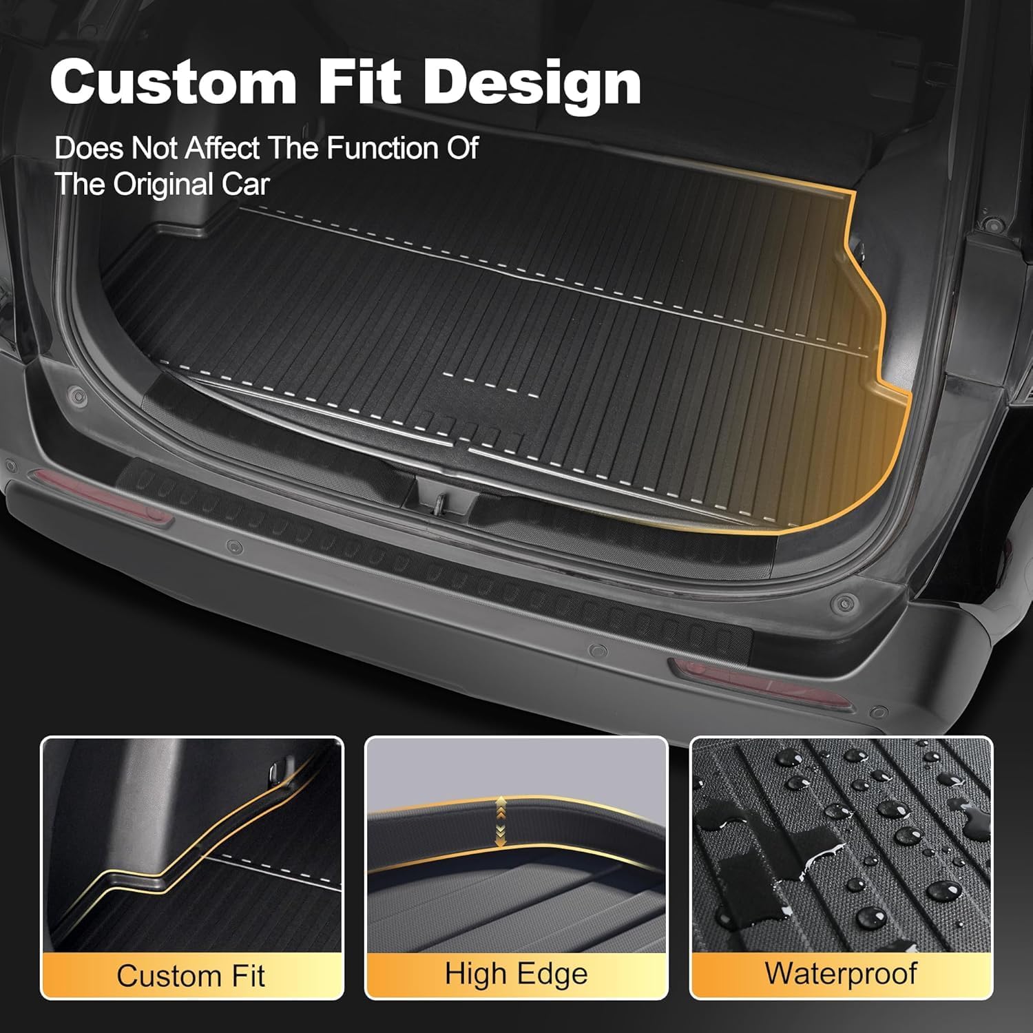 Cargo Liner Fit for Toyota RAV4 2019-2025 (Gas & Hybrid), TPE All Weather Trunk Mat with Seat Back Mats Custom Fit Cargo Mat Rear Seat Back Protectors Waterproof Cargo Area Protection image 3
