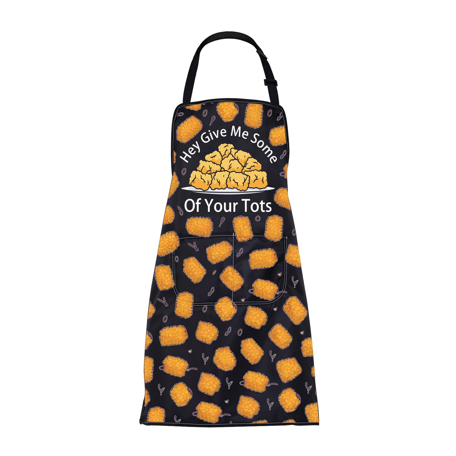 CMNIM Tots Apron Potato Lover Gift Hey Give Me Some of Your Tots Kitchen Apron Fast Food Tater Tot Gift for Comedy Movie Fans