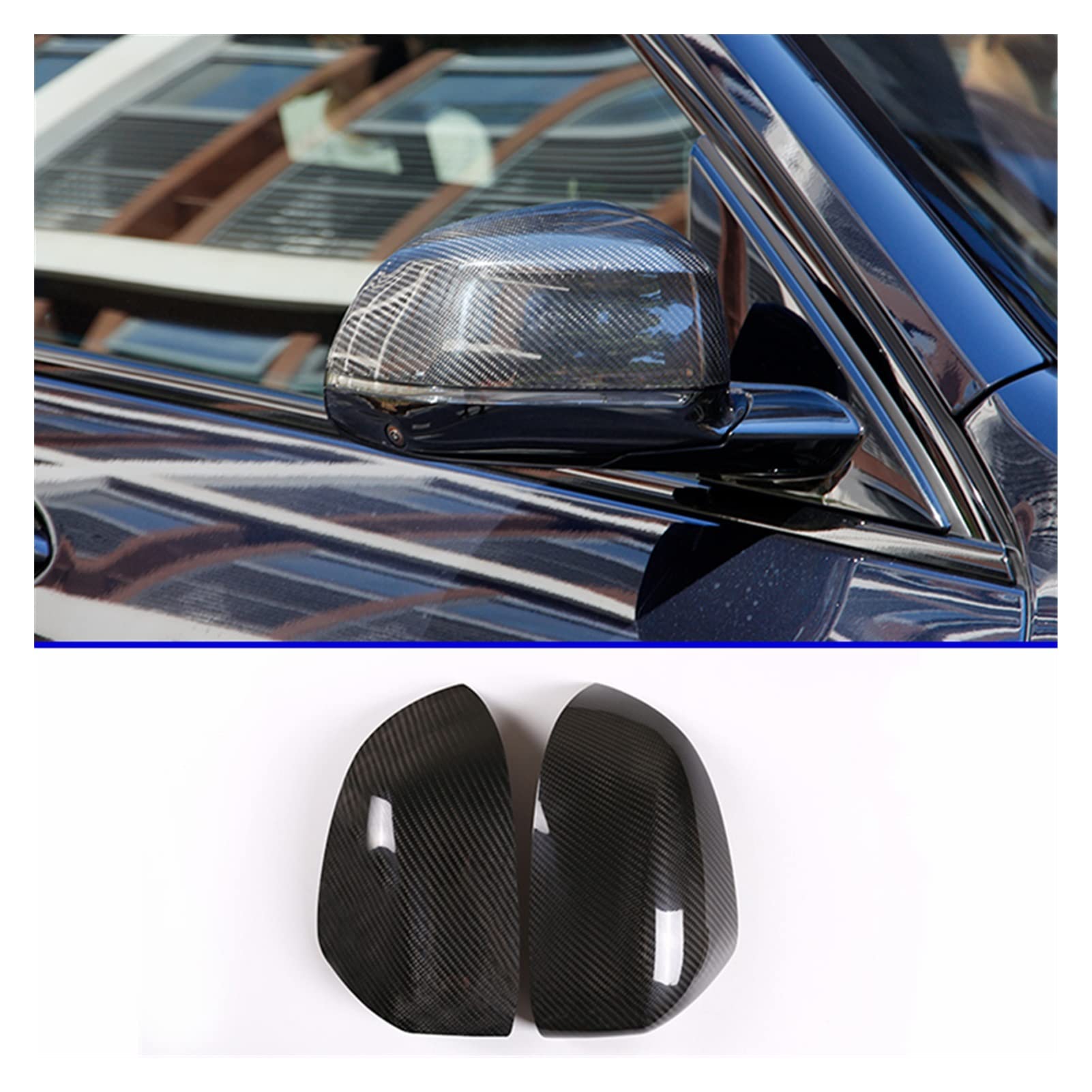 YINGO Real Carbon Fibre Car Luster Lustro Cover Compatible Compatible BMW X5 F15 G05 2014-2019 Akcesoria zewnętrzne