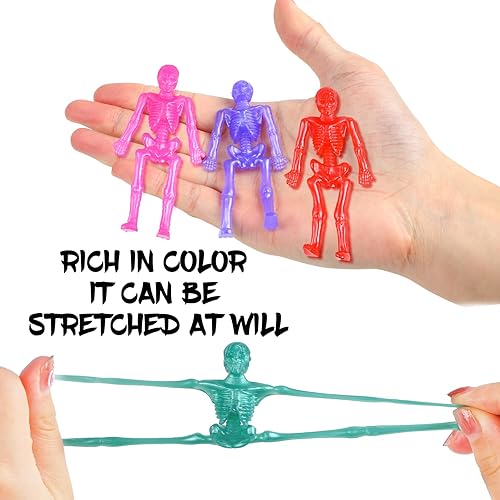 Miniatura 3 de LOMIMOS 48 piezas de juguete de esqueleto elástico de Halloween, 8 colores de calavera pegajosa, regalos de fiesta para bolsa de regalo, relleno de
