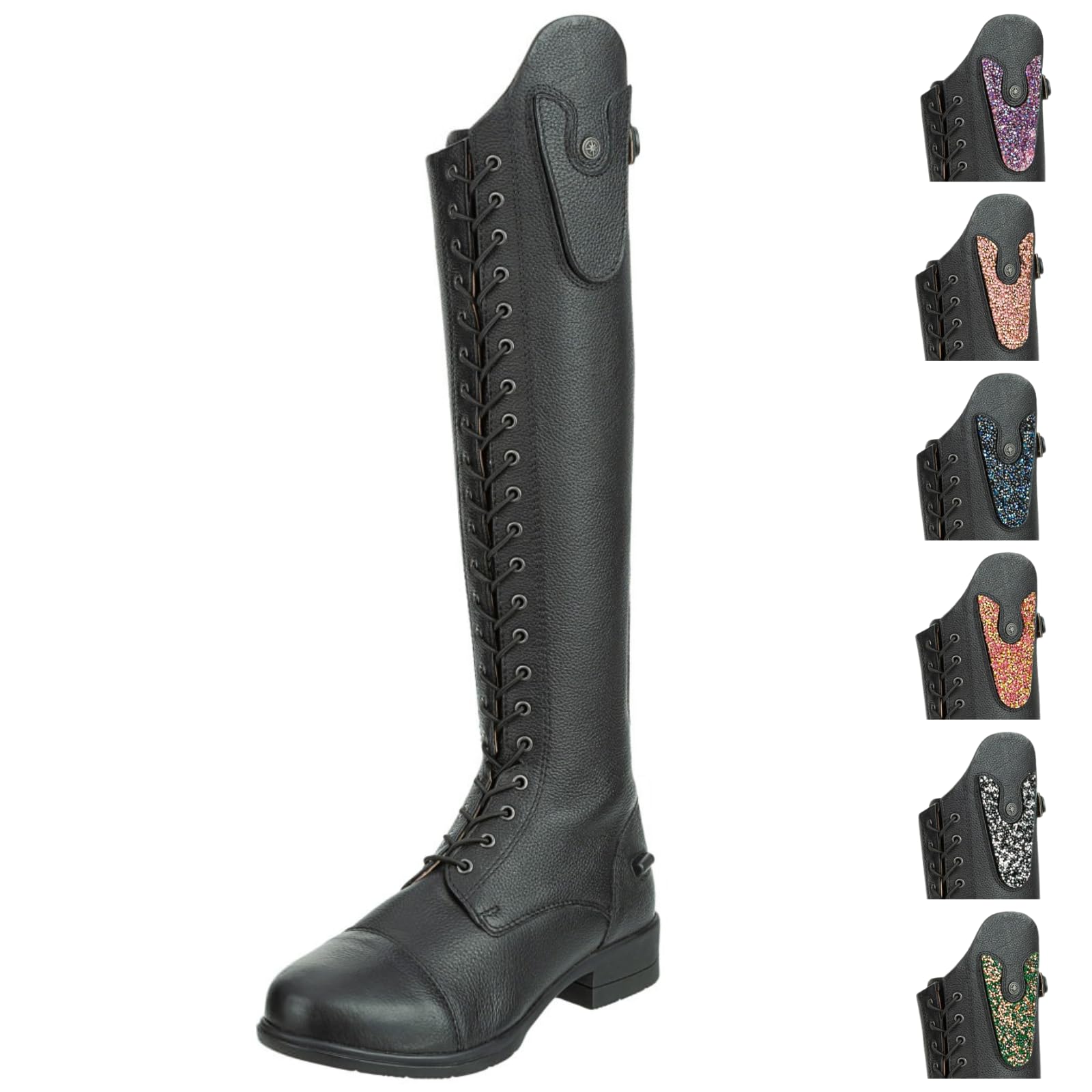 SUEDWIND FOOTWEAR Kinder-Reitstiefel aus Leder Nova Kids Fun Leather Polo – Stiefel zum Reiten – Polo-Schnürung, SBS 8 Reißverschluss & Ortholite-Innensohle – schwarz – Gr. 29-41