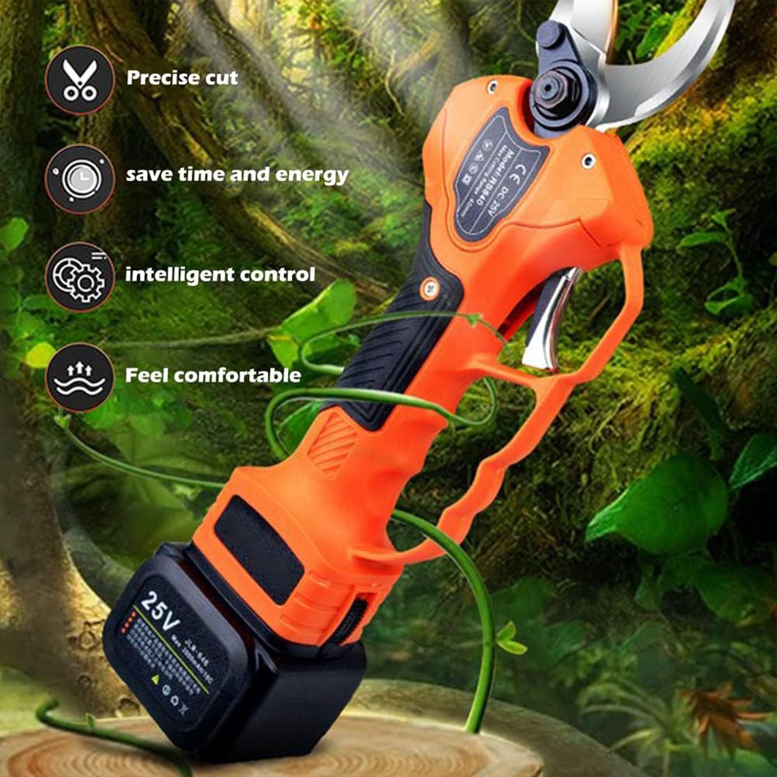 Tijeras Podar Eléctricas,Tijeras Podar con Baterías 2x21V 2Ah,Tijeras Electricas Podar 40 mm con Mostrar,Profesional Tijeras Podar con Motor Brushless para Árboles,Jardinería,WithoutRod