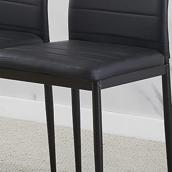 Modern Upholstered Dining Chairs Set for Dining Room, Kitchen, Kitchen Chairs Set of 2, Stainless Steel Frame (Faux Leather, Black)