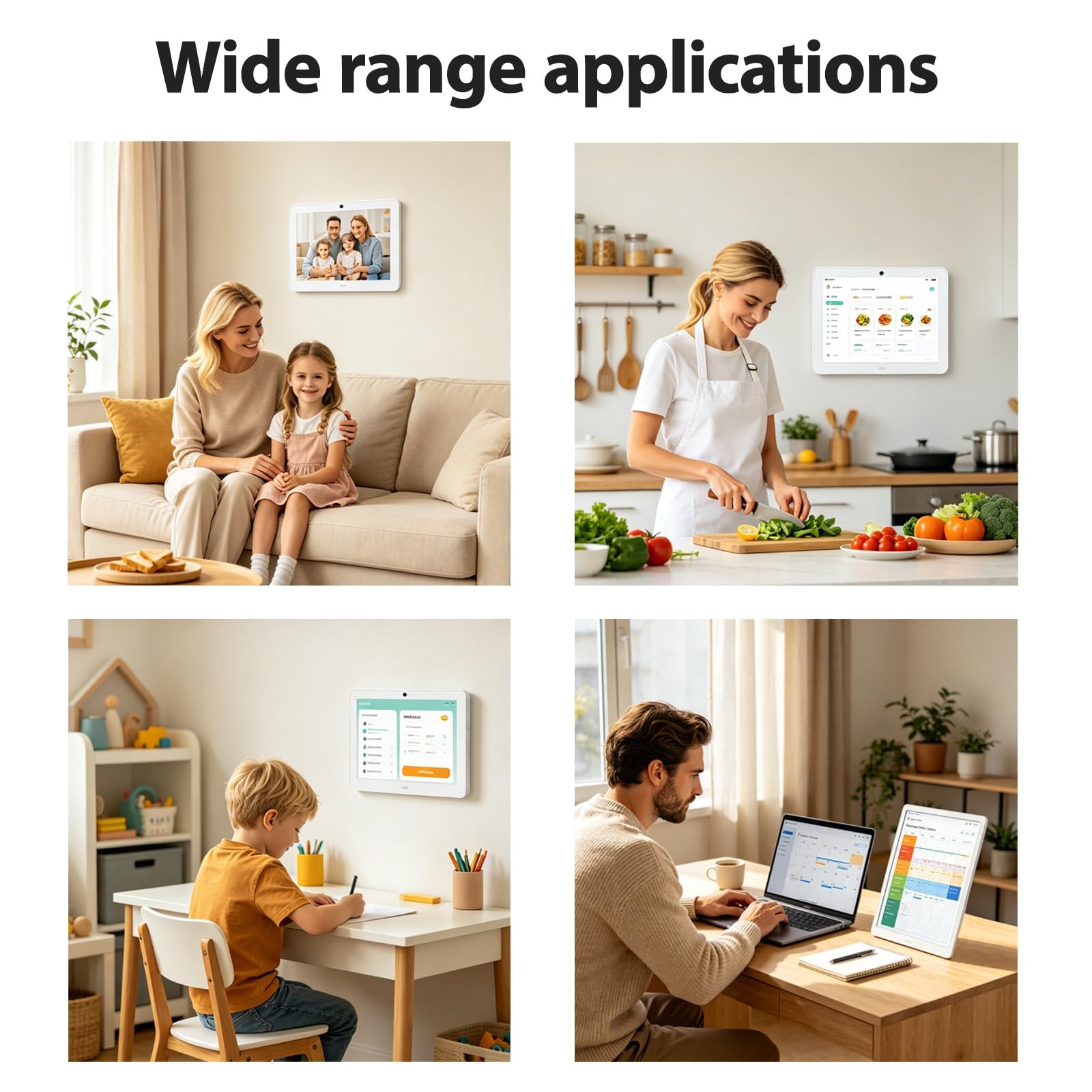 Inteligentny Kalendarz Cyfrowy o Przekątnej 15,6 Cala, Planer Rodziny z Ekranem Dotykovym HD, Wbudowana Pamięć 32 GB, Wbudowana Cyfrowa Ramka Zdjęć, WiFi, Montaż Ścienny(White)