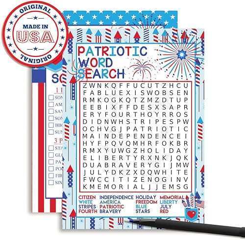 Miniatura 8 de Amanda Creation - Tarjetas de juego patrióticas de búsqueda de palabras y búsqueda del tesoro, diez tarjetas de juego de 5 x 7 pulgadas
