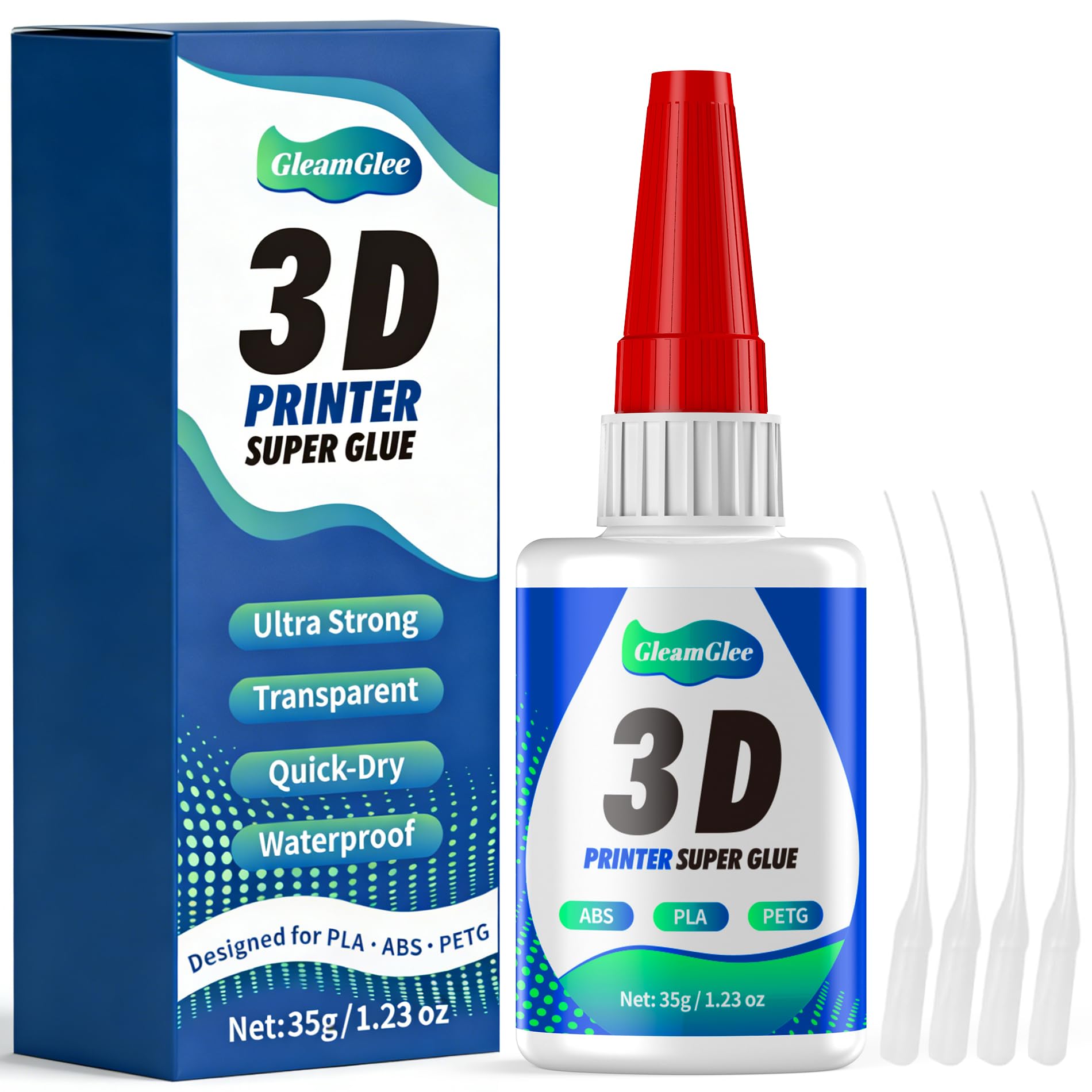 3D Printing Super Glue for PLA, ABS & PETG – Extra Strong Instant Adhesive for 3D Printed Parts, Model Repair & Assembly – Fast Set Clear CA Glue with Precision Tip – 35g
