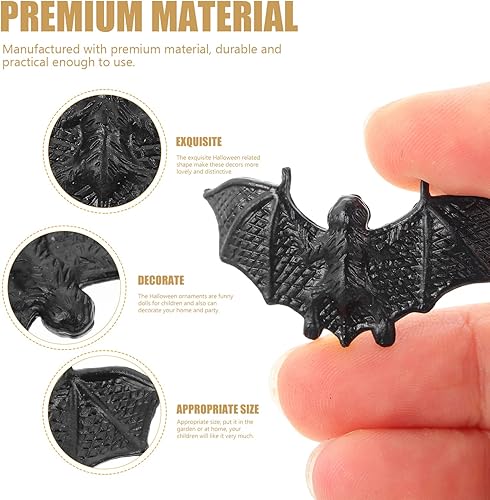 Miniatura 4 de NUOBESTY Juguetes 100 murciélagos de plástico para Halloween, mini juguetes decorativos de murciélagos, decoraciones de Halloween, juguetes