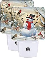 Vista 20 de Juego de 2 luces nocturnas de muñeco de nieve de Navidad, con sensor automático azul, luces nocturnas LED del atardecer al amanecer, lámpara