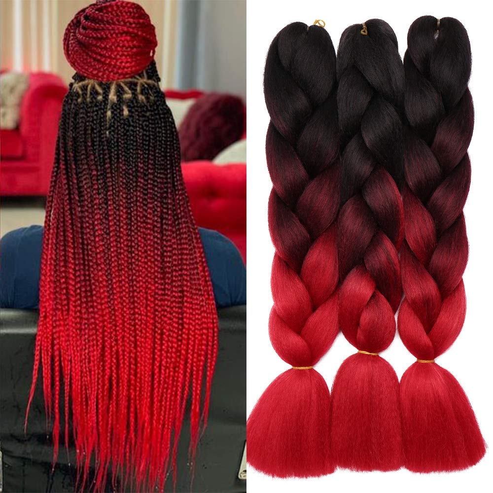 Tess Braids Extensions Ombre 60 cm, Jumbo Braids Kanekalon Kunsthaar Zum Einflechten Box Braids